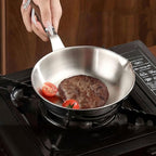 IMEEA 5.5-Inch Egg Pan Omelet Pan SUS304 Stainless Steel Mini Sauce Pan with Wooden Handle
