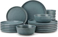 vancasso ZERMATT Plates and Bowls Sets for 6, 18 Pieces Stoneware Dinnerware Set for Kitchen, Chip Resistant Reactive Glaze Dishes Set for 6, Dishwasher & Microwave Safe, Blue