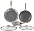 Honeycomb Stainless Steel Nonstick Frying Pan with Lid Set, Induction Cooktop Compatible Skillet, PFOA-Free Scratch-Proof, Dishwasher & Oven Safe, Gold Kitchen Cookware