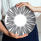 10" Black and White Striped Ceramic Plates Set of 6, Zebra Pattern Dinner Plates Set, Minimalist Porcelain Dish Set, Microwave, Oven & Dishwasher Safe