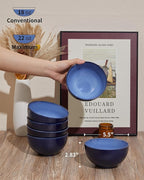 Pokini 22 Oz Ceramic Cereal Bowls, 5.5 Inch Microwave & Dishwasher Safe Lead-free Soup Bowls Light Blue Bowls for Kitchen for Pasta Oatmeal Salad Dessert