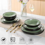 AmorArc Ceramic Dinnerware Sets,Handmade Reactive Glaze Stoneware Plates and Bowls Sets,Highly Scratch Resistant | Dishwasher & Microwave Safe Dishes Set,Service for 4 (12pc)