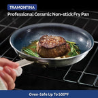 Tramontina Professional 8-Inch Ceramic Non Stick Small Frying Pan, Heavy-Gauge Aluminum Skillet with Ceramic Nonstick Coating, Dishwasher and Oven Safe, Black