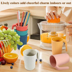 Wheat Straw Coffee Mugs 6-Pack– Unbreakable & Lightweight Cups, 12oz Stackable Cups with 6 Detachable Straws & 2 Cleaning Brushes (Colorful, 12, Fluid Ounces)