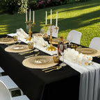 350PCS Clear Black Plastic Plates for 50 Guests, Disposable Dinnerware Set for Party and Graduation, Includes 100 Plastic Plates, 50 Pre Rolled Napkins with Gold Silverware, 50 Cups