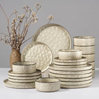 HaWare Dinnerware Sets, 24-Piece Plates and Bowls Set, Stoneware Dish Set for 8, Ceramic Dinnerware for Home Restaurant, Chip and Scratch Resistant, Microwave and Dishwasher Safe, Reactive Khaki