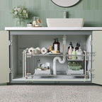 NETEL Under Sink Organizers and Storage,Kitchen Cabinet Organizer,2 Tier Under Sink Expandable Shelves，Bathroom Cabinet Organizer with Pull Out Drawers,(30.9-31.64)" W x 14.69" D x 15.83" H,White