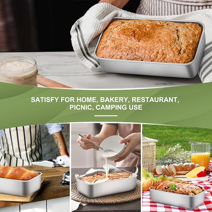 P&P CHEF Loaf Pan Set, 9 x 5 Inch Bread Pans, Stainless Steel Loaf Toast Baking Pans For Bread Meatloaf Lasagna Cake, Healthy & Non Toxic, Oven Safe& Easy Clean, (Silver, 24Pcs)