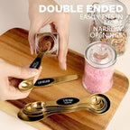 Pack of 8 Stainless Steel Magnetic Measuring Spoons Set, Dual Sided, Stackable, Adjustable Teaspoon and Tablespoon Measure Spoon with Leveler, Kitchen Gadgets