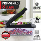Mueller Pro-Series 10-in-1, 8 Blade Vegetable Chopper, Onion Mincer, Cutter, Dicer, Egg Slicer with Container, French Fry Cutter Potato Slicer, Home Essentials, Salad Chopper,Gray/Green