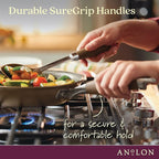 Anolon Advanced Home Hard Anodized Nonstick Frying Pan, 14.5 Inch – Large Skillet with Helper Handle, 14 Inch Nonstick Frying Pan, Durable Cookware - Bronze