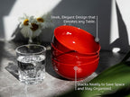 KooK Soup Bowls, Cereal Bowl, Ceramic, Bowls for Kitchen, Microwave, Dishwasher and Freezer Safe, Porcelain Dishes for Pasta, Salad, Oatmeal, Deep Interior, 20 oz, Set of 6, (Red)