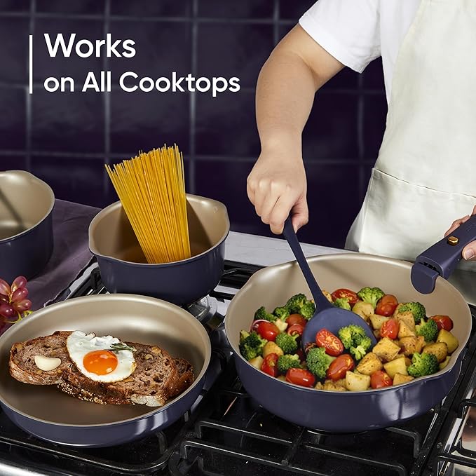 CAROTE 26Pcs Nonstick Pots and Pans Set, Nonstick Cookware Set with Detachable Handle, Induction Kitchen Cookware Sets Removable Handles, Dishwasher Safe, Oven Safe, Purple