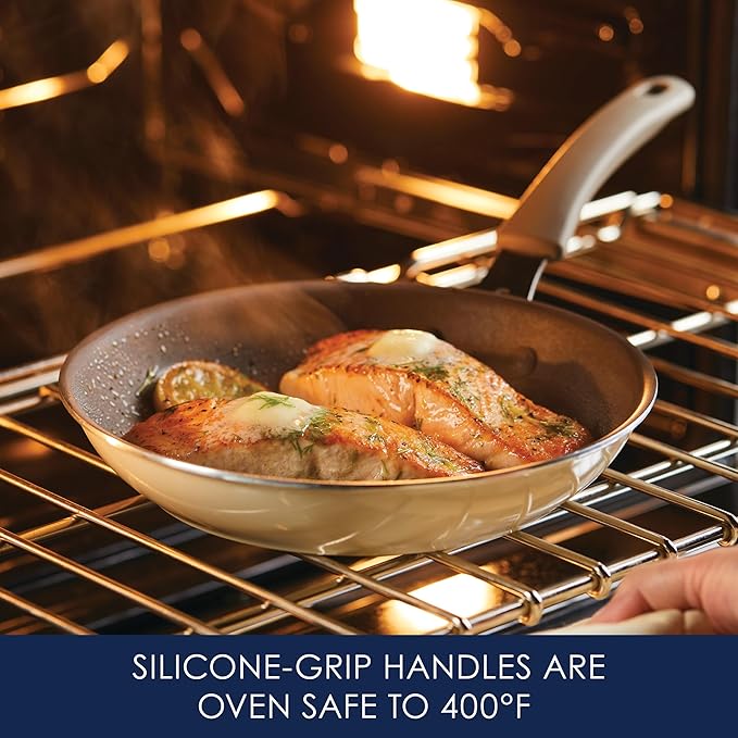 Rachael Ray Cook + Create Nonstick Frying Pan/Skillet, 12.5 Inch - Almond