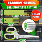 Herb Scissors with 5 Blades and Cover – Stainless Steel Herb Cutter for Fast & Precise Cutting, Compact, Easy-to-Store Design – Ergonomic Handle & Cleaning Brush for Quick and Comfortable Kitchen Prep