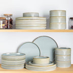 TheTerra Ceramic Dinnerware Sets for 8, 24 Pieces Porcelain Lightweight Plates and Bowls Sets, Scratch Resistant Dish Set, Oven & Microwave & Dishwasher Safe, Illusion Blue
