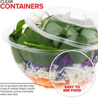 Stock Your Home 32oz Clear Plastic Salad Bowls with Lids Disposable (50 Pack) Medium Takeout Container with Snap on Lid for Fruit Salads, Quinoa, Lunch and Meal Prep, Acai Bowl, To-Go Party Containers