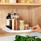 YouCopia MagicTrack Rectangle Lazy Susan Turntable: Kitchen & Bathroom Pantry, Cabinet & Countertop Storage Organizer with 360° Spin, Non-Slip, White Speckled BPA-Free