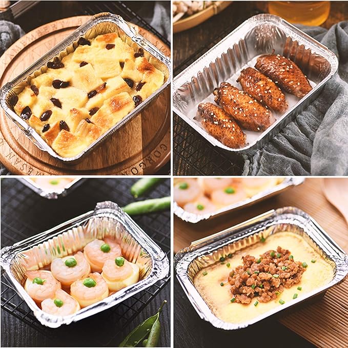 Loaf Pans [50 Pack] 2Lb Heavy Duty Disposable Aluminum Foil Premium Bread Tins Standard Size - 8.5" X 4.5" X 2.5" Perfect for Homemade Cakes & Breads