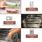 Razab 16 Pc (Set of 8) 30 Oz Glass Meal Prep Containers with Lids, Airtight Large Glass Food Storage Containers, Reusable Leak Proof BPA Free, Freezer to Oven and Dishwasher Safe