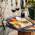 Large Non Slip Serving Tray with Handles, Silicone Gripping Nubs Lap Food Trays for Eating, Dishwasher Safe Serve for Dinner Snack Fruit Dessert Breakfast Beverage, Rectangular, Set of 2, Black