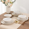 AmorArc Ceramic Dinnerware Sets,Handmade Reactive Glaze Stoneware Plates and Bowls Sets,Highly Scratch Resistant | Dishwasher & Microwave Safe Dishes Set,Service for 4 (12pc)