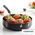 Farberware Cookstart DiamondMax Nonstick Jumbo Cooker with Lid and Helper Handle, Dishwasher Safe, 6 Quart, Black