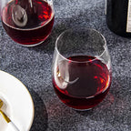 FAWLES Stemless Wine Glasses Set of 12, 15 Ounce Smooth Rim Standard Wine Glass Tumbler for Red, White Wine, Dishwasher Safe