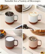 MALACASA Ceramic Coffee Mugs Set of 4, 16oz Coffee Cups, Modern Farmhouse Mugs for Coffee, Latte, Tea, Hot Chocolate, Cappuccino, Milk, Microwave & Dishwasher Safe, Multicolor, Series TARA