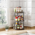 LAMU 12.2'' Wood Lazy Susan Turntable Organizer for Cabinet, 3 Tier Lazy Susan Spice Rack Organizer for Kitchen, Table Top, Countertop, Pantry, Bathroom