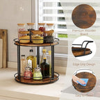 LAMU 9.1'' Wood Lazy Susan Turntable Organizer for Cabinet, 2 Tier Lazy Susan Spice Rack Organizer for Kitchen, Table Top, Countertop, Pantry, Medicine Organizer