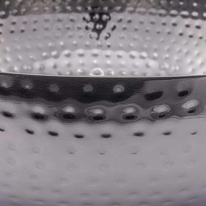 Round Hammered Metal Bowl, Oxidized Silver