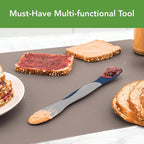 Tovolo Mini Scoop and Spread Tool for Kitchen Meal Prep Small Sandwich Spreader Spatula for Peanut Butter Jelly, Silicone BPA Free Dishwasher Safe Scooper Spreader, Deep Indigo and Oyster Gray