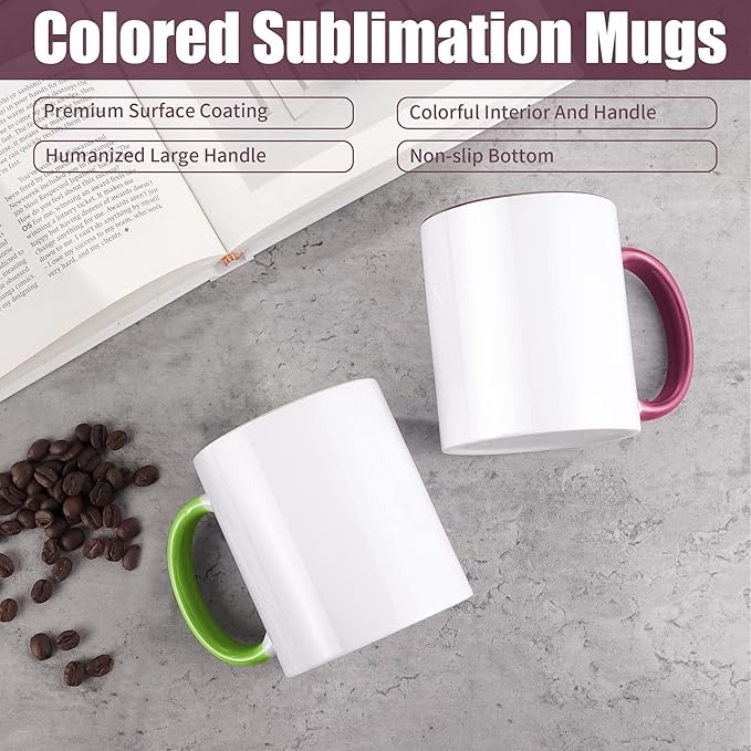 TANGLONG Sublimation Mugs 11 oz Set of 12 Sublimation Blank with Box Bulk Coffee Mugs Coffee Cups Tazas Para Sublimar 6 Assorted Colors