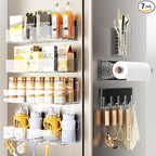 Magnetic Spice Rack for Refrigerator,7 Pack Magnetic Shelf,Fridge Magnet Organizer with Paper Towel Holder,Utensils Racks,Hook Rack,Fridge Organizers and Storage Clear(7 Pack)