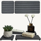 Set of 4 Bathroom Vanity Tray, Quick-Dry Diatomite Kitchen Tray with Non-Slip Pads | Water Absorbing Stone Used for Soap, Sponges, Cosmetics | Eco-Friendly Bath Sink Organizer