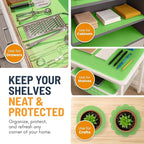 Refrigerator Liners for Shelves (8 Pack) by Linda’s Essentials - Non-Adhesive Shelf or Drawer Liner, BPA-Free Fridge Mats for Kitchen & Cabinets, Easy to Clean, Ideal Household Essentials (Green)