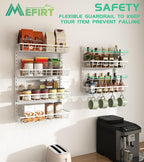Over The Door Pantry Organizer, Wall Mount Spice Rack, Pantry Hanging Storage and Organization, 6 Adjustable Baskets Heavy-Duty Metal for Home & Kitchen, Back of Door Seasoning Rack - White