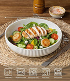 theterra 8.5'' Ceramic Pasta Bowls, Salad Bowls Set of 4, Stoneware Serving Bowls for Fruits, Noodle, Dinner, House-warming Wedding Present, Bright White