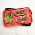 Cuisinart Grilling Prep & Serve Trays, 17x10.5 inch BBQ Tray Safe for Food Handling, 2 Dishwasher Safe Nesting Trays Black & Red, Perfect Grilling Accessories for Cooked & Raw Meat, Fits 6 Burgers