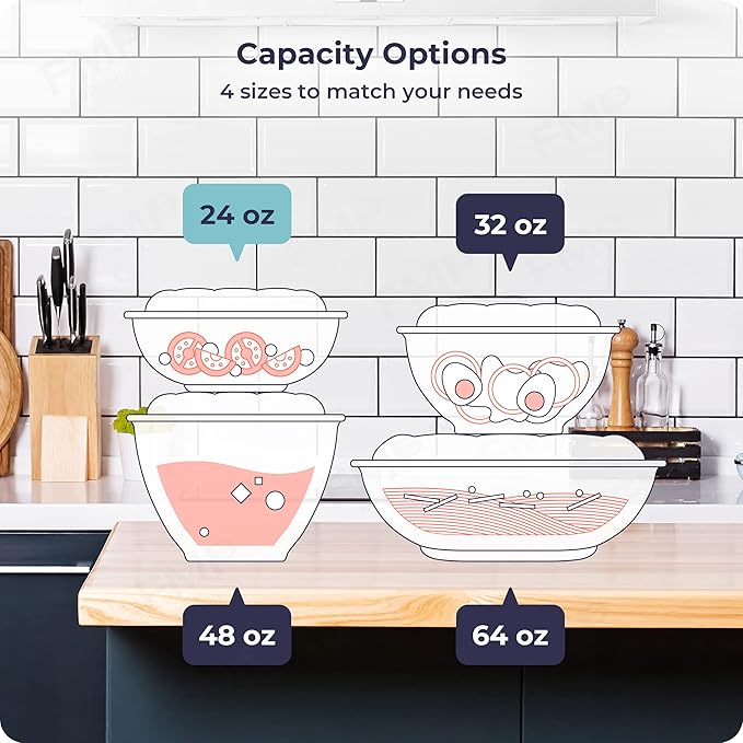Fit Meal Prep 150 Pack 24 oz Disposable Plastic Clear Salad Bowls with Airtight Lids - To Go for Lunch, Takeout, Party, Catering, Picnic