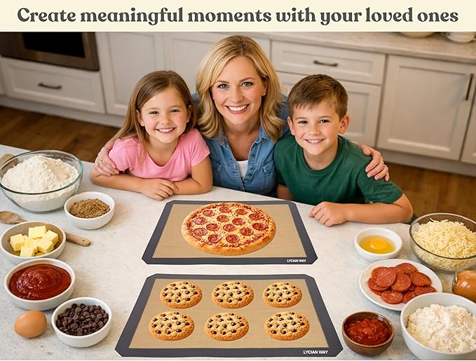 Silicone Baking Mats Set of 2, Half Sheet Nonstick Reusable Baking Sheet Liners for Cookies, Macarons, Bread, Pizza, Pastry, Gray