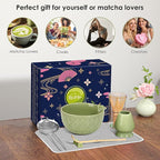 Matcha Whisk Set Matcha Kit - 7 Pcs Japanese Tea Set Includes Matcha Bowl with Spout,Bamboo Whisk with Ceramic Holder,Bamboo Scoop and Rest,Sifter,Tea Towel, for Ceremony Matcha Lovers Gift,Green