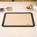 Restaurantware Baking Mat Pack of 1 Non-Stick 11.8"x15.7" Silicone Half Size Baking Mat, Rectangle Reusable Durable Oven-Friendly Anti-Slip Sheet for Kneading Rolling Shaping Dough, Tan and Black