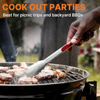 Portable Camping Cooking Utensils Set, Camp Kitchen Set with Organizer Bag, RV Essentials Outdoor Cooking Utensil Kit for Travel, Picnics, Camping, BBQs, Parties