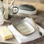 Miamolo Ceramic Soap Dish Soap Holder, Soap Lift for Bar Soap Sponge, Shower Soap Dishes for Bathroom Kitchen Counter Soap Saver Tray Keep Dry, Dishwasher Safe