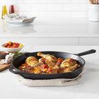 Amazon Basics Pre-Seasoned Cast Iron Skillet, Oven Safe, Even Heating, Heat Distribution, Stove Compatible, Heavy-Duty, 15-Inch, Black