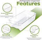 Utopia Home - Fridge & Refrigerator Organizer Bins (8 Pack), Clear Stackable Durable Plastic Storage Containers with Easy Grip Handles for Pantry, Kitchen Cabinets & Countertops
