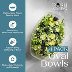 Posh Setting - Disposable Oval Party Bowls, Plastic Serving Bowls - Glitter Gold, 4 Pack