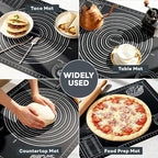 Extra Large Baking Mat - 28" Silicone Pastry Mat, Reusable Non-Stick Dough Mat with Measurement for Fondant, Rolling Dough, Pie Crust, Pizza and Cookies, Black
